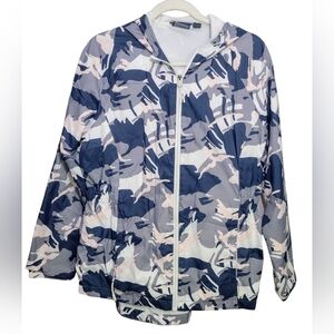 New Balance Women's Abstract Camo Hoodie Jacket Windbreaker Size L